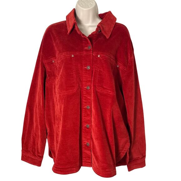 NWT Judy Blue Women's Corduroy Button Down Fringe Shacket in Rust Size 2XL - Picture 3 of 13